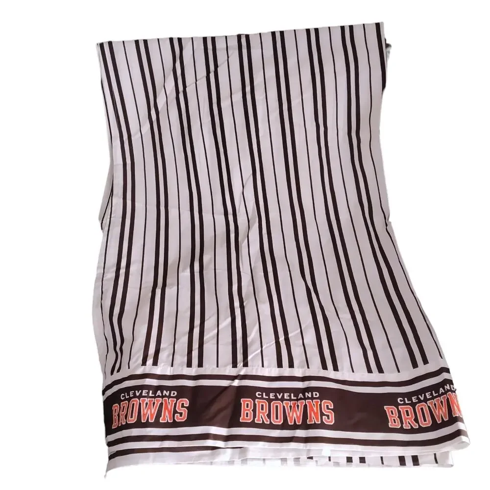 Vintage Dan River Cleveland Browns Twin Flat Sheet NFL Brown White Percale
